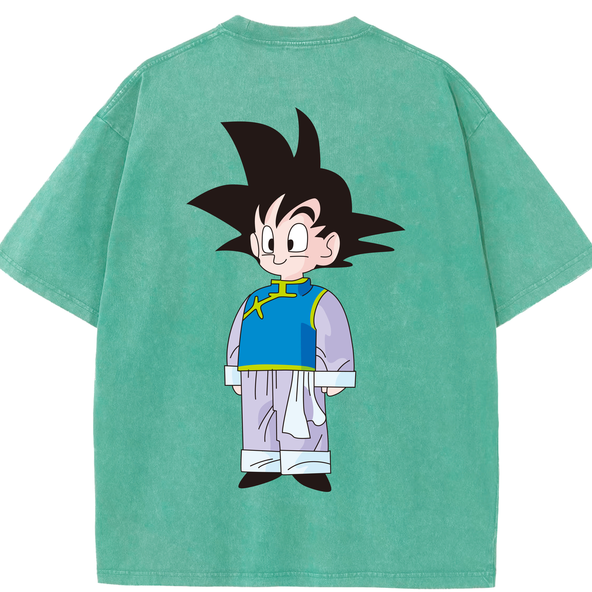 （画像用） ドラゴンボール 孫悟空（そん ごくう）Son Goku カカロット DRAGON BALL Kakarotto 綿100% ヴィンテージ風 半袖Tシャツ（背面プリント）